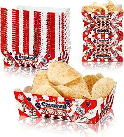 Cardboard Carnival, Paper Food Tray, Carnival Birthday Theme, Carnival Party Decorations, Baseball Theme Party, Party Food Themes, Concession Food, Carnival Themed Party, Paper Food