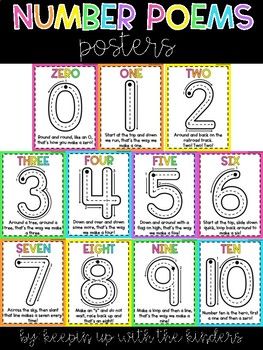 It is so important for children to learn how to form their numbers the right way. These posters would be a great addition to any early elementary classroom. Number Poems, Learning Numbers Preschool, Number Book, Number Writing, Number Formation, Classroom Songs, 10 Number, Teaching Numbers, Toddler Education