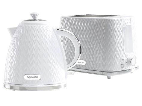 Daewoo Argyle SDA1830 1.7 Litre 3kw Jug Kettle and 2 Slice Toaster All In One Kitchen Matching Set Concealed Heating Element Easy Clean White #ad #affiliate All In One Kitchen, White Kettle, Kettle And Toaster Set, Kettle And Toaster, First Kitchen, Tidy Kitchen, Kitchen Worktop, Smart Tech, How To Make Tea