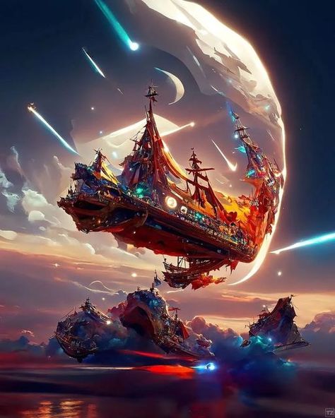 Space Pirate Ship, Whats Wallpaper, Madara Wallpaper, Number Art, My Universe, Fantasy Background, Space Pirate, 다크 판타지, Tableau Art