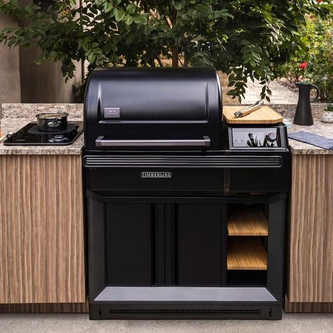 Traeger Timberline Wi-Fi Pellet Grill w/ Built-In Kit - TBB86RLG : BBQGuys Pellet Grill Outdoor Kitchen, Kitchen Trim, Aesthetic Bbq, Bbq Aesthetic, Bbq Grill Island, Backyard Bbq Grill, Outdoor Grill Accessories, Modular Outdoor Kitchens, Party Backyard