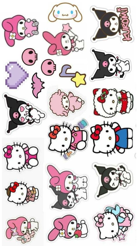 Hello Kitty Stickers, Diy Hello Kitty, Hello Kitty Imagenes, Hello Kitty Printables, Hello Kitty Tattoos, Cute Easy Doodles, Hello Kitty Crafts, Paper Dolls Diy, Hello Kitty Coloring