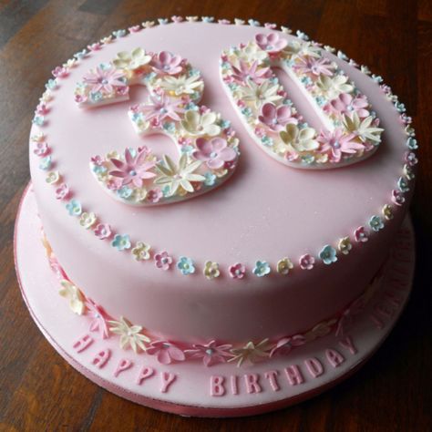 30th birthday 21 Birthday Cake Ideas For Her, Birthday Cake For Women Simple, Simple Birthday Cake Designs, Birthday Cake Decorating Ideas, 70th Birthday Cake, Birthday Cake With Photo, Birthday Cake Pictures, 60th Birthday Cakes, 21st Birthday Cakes