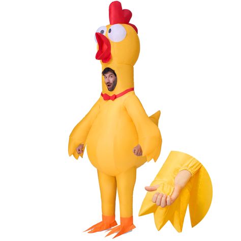 PRICES MAY VARY. Complete Set: Our deluxe inflatable costume set includes 1 chicken inflatable suit, 1 inflatable tool, 1 detailed instructions sheet and 1 portable power box (requires 4 AA batteries, batteries not included in the set). This Full body rubber chicken costume featured squeakers on both palms, adding lots of fun to your halloween party and other theme activities. Versatile Occasions: It is a fun and unique way to stand out at any event with this yellow chicken blow-up costume, perfect for various occasions, including halloween costume party, costume parties, cosplay events, theme parties, halloween night event. Quality Material: Our halloween inflatable costume set is made of 100% polyester fiber and has undergone safety testing approved. Also it's soft, comfortable, and dura Blow Up Costumes, Events Theme, Chicken Costume, Chicken Costumes, Rubber Chicken, Animal Halloween Costumes, Trio Halloween Costumes, Theme Activities, Inflatable Costumes