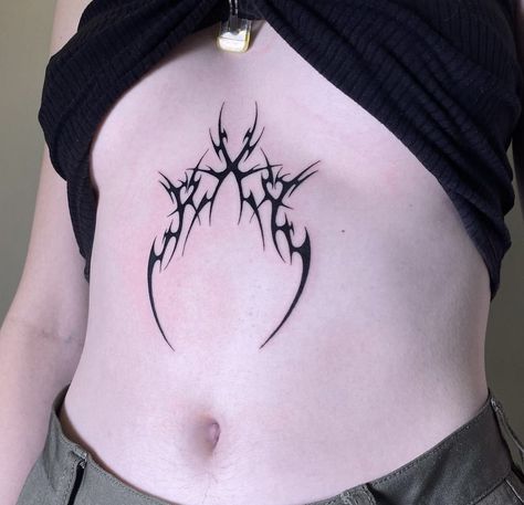 Anime Simple Tattoo Ideas, Goth Underboob Tattoo, Cool Stick And Poke Tattoos, Witchy Finger Tattoos, Bmth Tattoo, Tattoo Stomach, Tattoo Fixers, Tattoos Feminine, Tattoos Quote