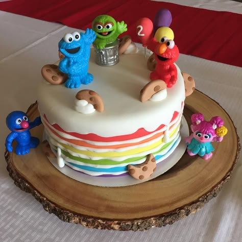 Easy Sesame Street Cake, Sesame Street Birthday Party Cake, Sesame Street Cake Diy, Sesame Street 2nd Birthday Cake, Sesame Street Smash Cake, Sesame Street Birthday Cake, Sesame Street Birthday Party Ideas Boy, Elmo Birthday Party Boy, Sesame Street Birthday Cakes