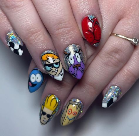 Cartoon Network Classics, Cartoon Nail Art, Oval Nails Designs, Short Nails Art, Oval Nails, Cute Nail Designs, Mani Pedi, Love Nails, Nail Artist