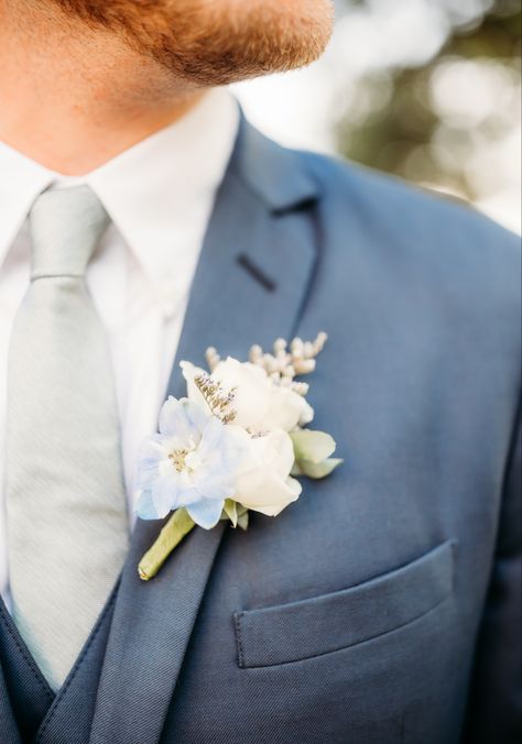 White Rose Blue Delphinium Boutonniere, White And Blue Flower Boutonniere, Coastal Wedding Boutonniere, White And Blue Buttonhole, Blue White Boutonniere, Blue Flower Boutonniere, Blue And Pink Boutonniere, White Blue Boutonniere, White And Blue Boutonniere