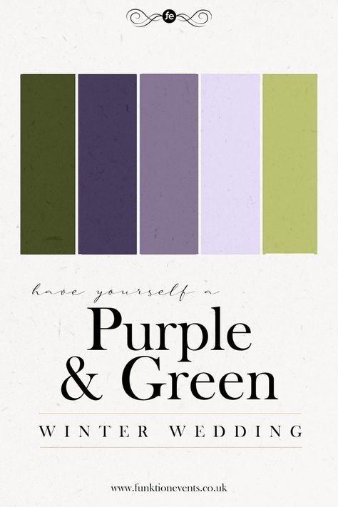 Purple And Green Winter Wedding, Purple Winter Color Palette, Purple Christmas Wedding, Colour Palette Ideas, Wool Dyeing, Wisteria Wedding, Hen Party Ideas, Winter Wedding Color Palette, Purple And Green Wedding