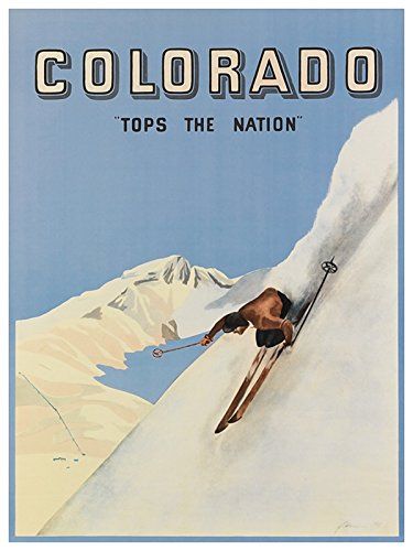 PRICES MAY VARY. Great Reproduction Print Made in America 100lbs Cardstock Paper Fits Stock Frames Found Everywhere Shipped In Sturdy Cardboard Tubing Colorado Travel Poster, Antique Skis, Colorado Posters, Vintage Ski Posters, Ski Print, Ski Art, Ski Posters, Downhill Skiing, Colorado Skiing