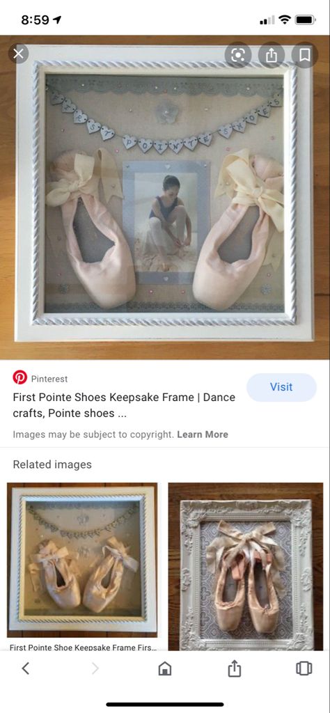 First Pointe Shoes Display, Pointe Shoe Shadow Box Ideas, Ballet Box, Dance Room, Dance Rooms, Pointe Shoe, Ballet Shoe, Shoe Display, Point Shoes