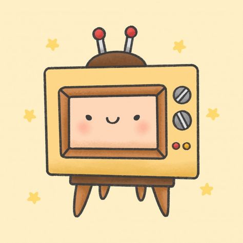 Radio Icon, Retro Television, Vintage Technology, Vintage Television, Tv Icon, Cute Clipart, Girl Sketch, Cartoon Character Design