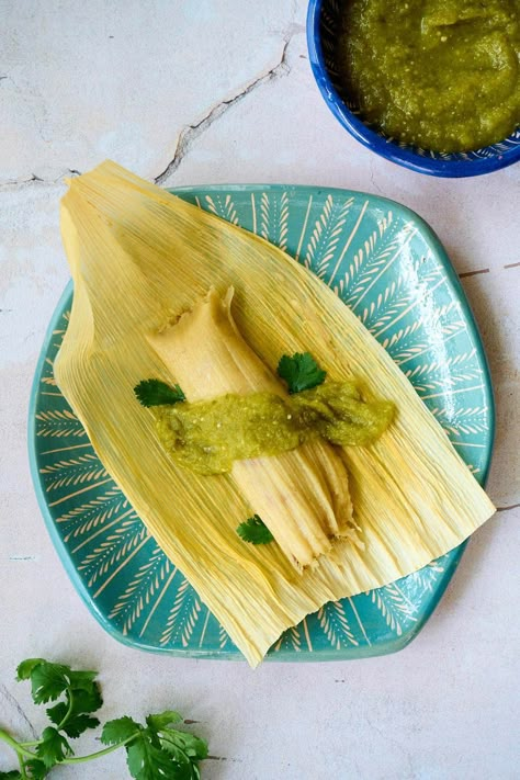 These vegan tamales verdes are spicy, tender, packets of corn filled with a hearty sauteed mushroom and bean filling in salsa verde. Plant Plate, Vegan Tamales, Vegan Mexican Recipes, Mexican Meals, Mexican Recipe, World Hunger, Mexican Dinner, Vegan Beans, Holiday Eating