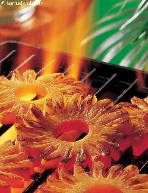 Barbequed Pineapple Slices recipe, Sizzler Recipes | Barbeque Recipes Pineapple Slices Recipe, Sizzler Recipes, Michelada Recipe, Camping Preschool, Cooking Camping, Vegetarian Bbq, Summer Barbeque, Barbeque Party, Barbeque Recipes