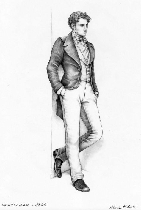 Victorian Mens Fashion, 1800s Clothing, Historical Drawings, Victorian Men, Victorian Man, Victorian Era Fashion, Dandy Style, Man Sketch, 1800s Fashion