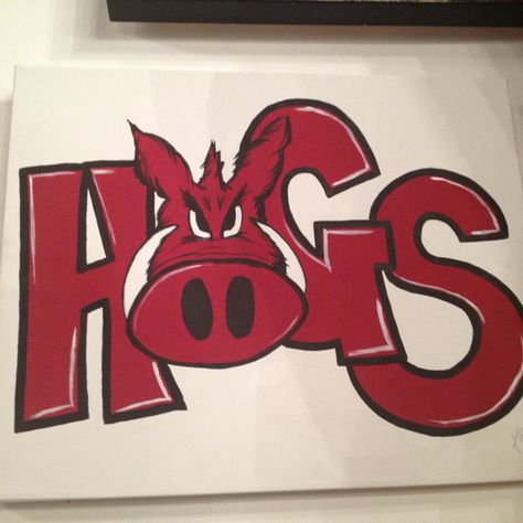 Woo pig!! So ready for the game this weekend! Even though it's gonna be freezing !! Razorback Painting, Pig Snout, Ar Razorbacks, Arkansas Razorbacks Football, Beer Table, Wild Pig, Painted Pavers, Woo Pig Sooie, Baseball Room