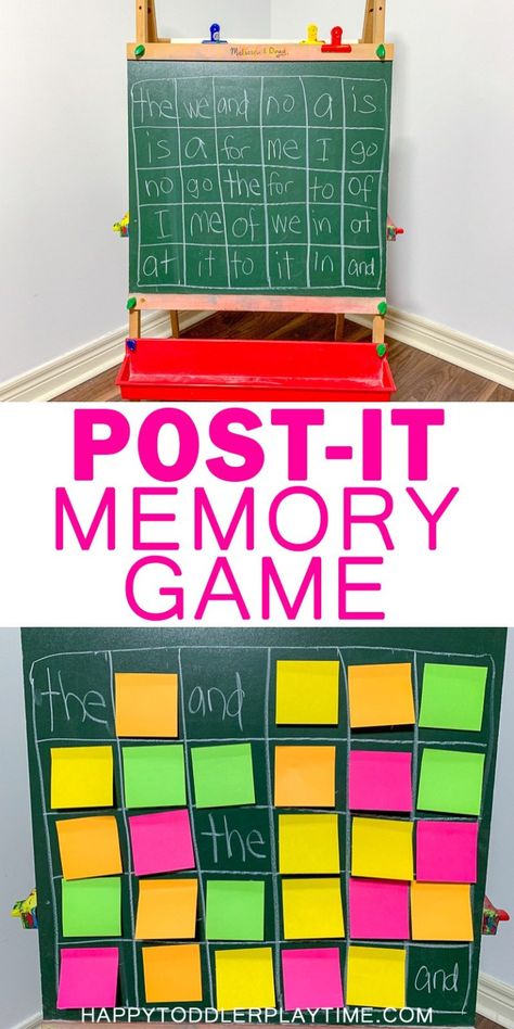 Post-it Memory Game – HAPPY TODDLER PLAYTIME Reading Post, Sight Words Kindergarten, Sight Word Activities, Sight Word Games, Aktivitas Montessori, Kindergarten Learning, Improve Concentration, Memory Game, Kindergarten Literacy