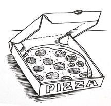 How to draw a pizza in a Pizza Box via Shoo Rayner Pizza Drawing Reference, Pizza Sketch Drawing, Pizza Box Tattoo, How To Draw Pizza, Pizza Box Drawing, Pizza Sketch, Pizza Doodle, Pizza Coloring Page, Chalk Sketch