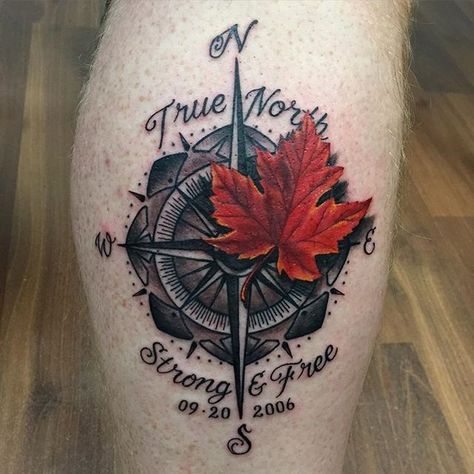 Canadian Tattoo Ideas, Canadian Flag Tattoo, Canadian Tattoos, Maple Leaf Tattoos, Indian Skull Tattoos, Canadian Tattoo, Canada Tattoo, Compass Rose Tattoo, Unusual Tattoo