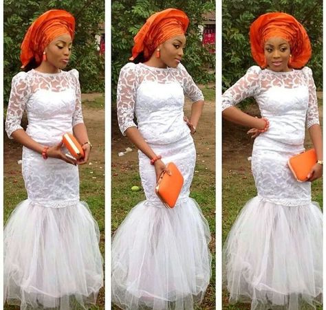 White and orange Africa Design, Nigeria Wedding, Luxurious Travel, Resort Living, Head Ties, Aso Oke, My Wedding Dress, White And Orange, Aso Ebi