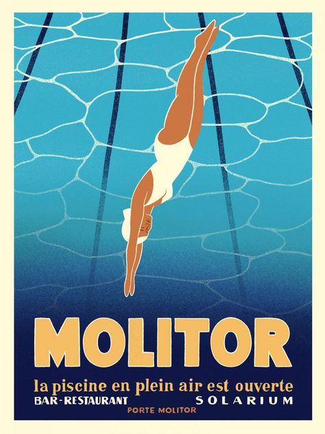 L'Actualité de Molitor - L’actualité de Molitor Swimming Illustration, Kids Painting Projects, Swimming Posters, Pool Life, Bedroom Artwork, Paris Vintage, Poster Ads, Images Vintage, Woman Illustration