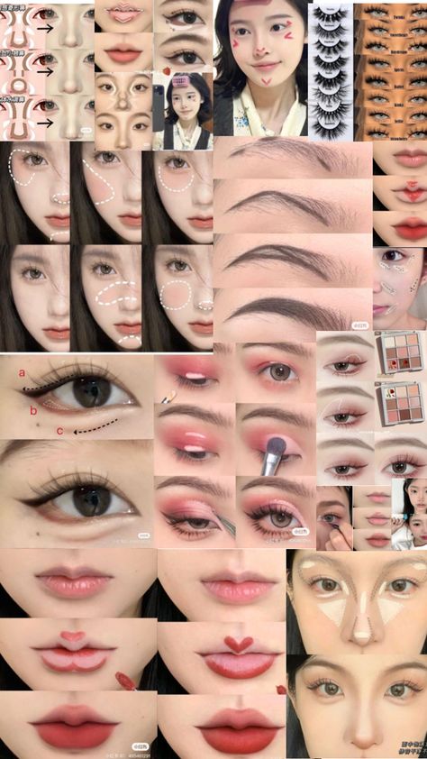 Membentuk Alis, Asian Makeup Tutorials, Korean Makeup Tips, Anime Eye Makeup, Crystal Makeup, Korean Makeup Tutorials, Soft Makeup Looks, Simple Makeup Tips, Doll Eye Makeup