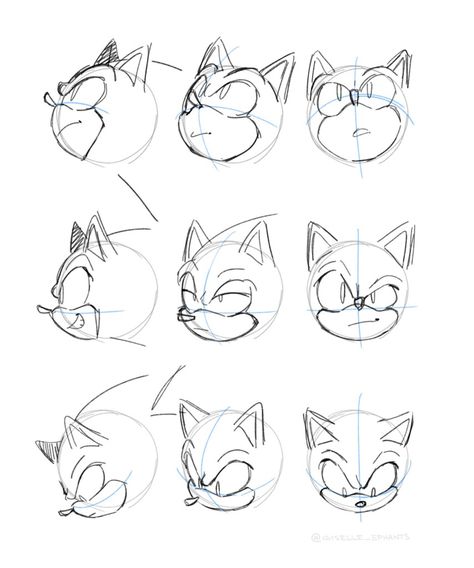 Sonic The Hedgehog Art Style, Sonic Character Base Pose, Sonic Front Facing, Sonic Facial Expressions, Sonic Side View, Sonic Expression Sheet, Sonic Art References, Sonic Reference Poses, Sonic Side Profile