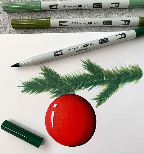 Weihnachtskugel zeichnen mit ABT PRO │Tombow Tampon, Pen