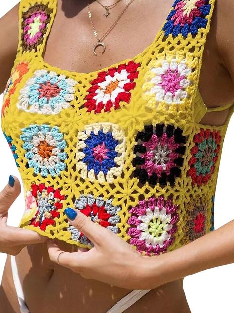 Stitch Your Way to the Top: Professional Crochet Tank Tops Women Tops Design, Crochet Tank Tops, Gilet Crochet, Outfits Retro, Crochet Embroidery, Crochet Halter, Crochet Tank, Crochet Woman, Crochet Crop Top