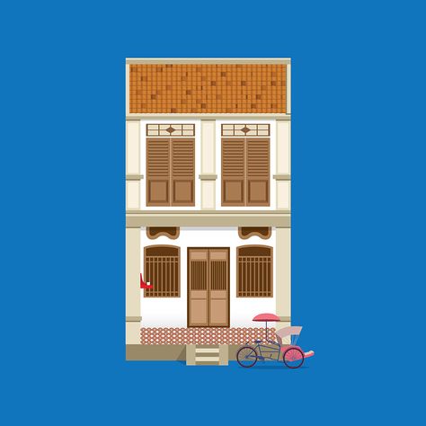 https://www.behance.net/gallery/55921169/Penang-Heritage-Shop-houses Building Drawings, Shop Houses, Digital Art Drawing, Window Projects, Building Drawing, Heritage House, Architecture Graphics, House Illustration, Poster Design Inspiration