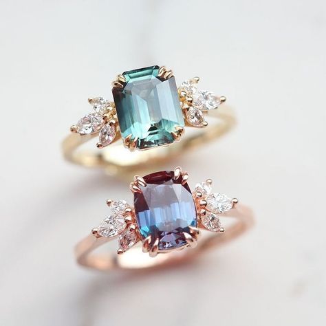 Capucinne 💎’s Instagram profile post: “One for you and one for your bestie 💕 👯‍♀️ The question is, which one is yours and which one hers? 😊” Alexandrite Earrings, Rose Gold Mens Ring, Chain Ring Gold, Ring Purple, Fine Gold Jewelry, Alexandrite Engagement Ring, Alexandrite Ring, Marquise Diamond, Unique Engagement Rings