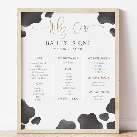 One Year Old Cow Birthday Party, Holly Cow Im One Party, Holy Cow I’m One Birthday Party, Cow First Birthday Boys, Cow Themed First Birthday Boy, Highland Cow First Birthday Party, First Birthday Cow Theme, Holy Cow Im One Birthday Boy, Holy Cow I’m One