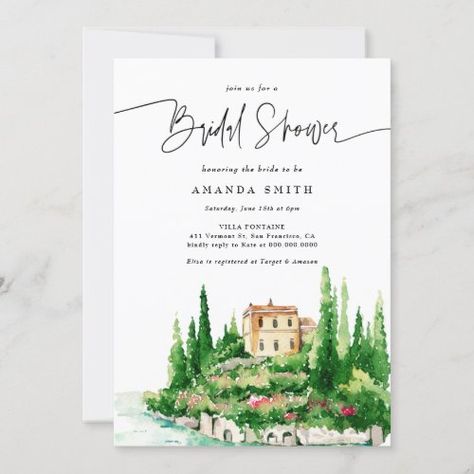 Positano Mediterranean Italy Themed Bridal Shower Invitation #zazzle #weddinginvitations #birthdayinvitations #babyshowerinvitations #zazzleinvitations #monogram #businesscards #graduation #homedecor Italy Gift, Themed Bridal Shower, Bridal Invitations, Modern Watercolor, Greek Wedding, Bachelorette Party Invitations, Invitation Sizes, Bridal Shower Theme, Bridal Shower Invitation