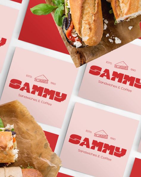 I am finally back with a brief❤️ Meet SAMMY - a sandwich shop who needed a new logo, a full brand and packaging design! I went for a playful and warm color palette with a classically built logo hierarchy contrasted with a bold and modern main font. And I absolutely love how it turned out! What do you think?🤩 Do you need my help with your brand send me a DM for a little chat❤️ I am booking from October onwards🚀 Emilie X Brief by: @thebriefassociation @themondayagency #TBASAMMY ( ... Sandwich Logo, Logo Variations, Sandwich Shop, Sandwich Shops, Warm Colour Palette, Brand Development, New Logo, Do You Need, Diner