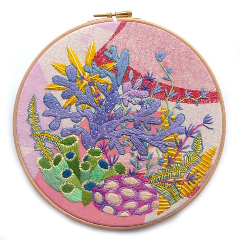 Lucy Freeman Embroidery Textiles Art Prints Workshops Sheffield UK Designer Artist Coral Ocean, Large Embroidery, Painterly Style, London Interior Design, Fearne Cotton, Not On The High Street, Mollie Makes, London Interior, Towel Embroidery