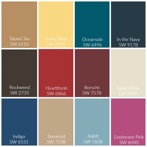 Sherwin-Williams Unity Color Palette + Color of the Year 2018!!! Sw Oceanside, Oceanside Color Palette, Bathroom Paint Colors Sherwin Williams, Bedroom Paint Colors Sherwin Williams, Sherwin Williams Color Palette, Bedroom Paint Colors Master, Flower Bedroom, Sherwin Williams Colors, Tuscan Design