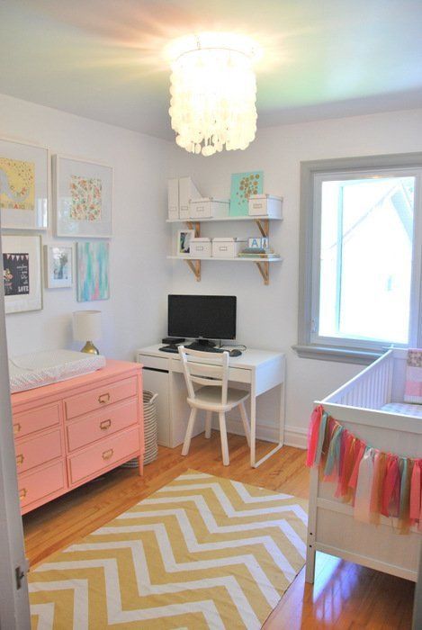 Make it Work: 8 Combination Nursery & Office Shared Spaces Office And Nursery Combo, Nursery Office Combo, Office Nursery, Farmhouse Side Table, Nursery Office, Cute Dorm Rooms, Room Transformation, Spare Bedroom, Project Nursery