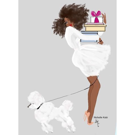 Girl With Dog, Natural Hair Art, Black Artwork, Black Art Pictures, Dope Art, Afro Art, Magic Art, African American Art, Black Women Art