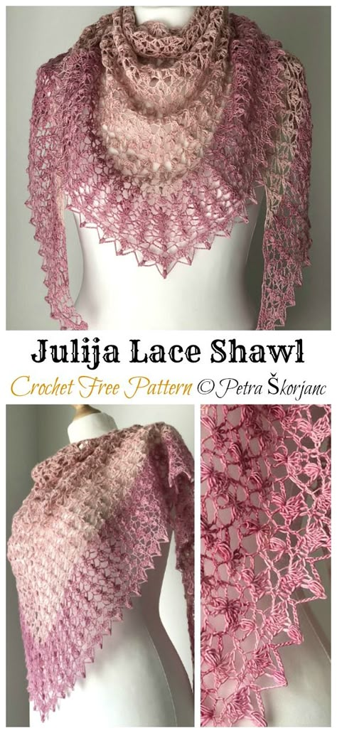 Lace Shawl Crochet Free Pattern - Crochet & Knitting Shawl Crochet Free Pattern, Triangle Shawl Crochet, Shawls Design, Crochet Lace Scarf Pattern, Crochet Triangle Shawl Pattern, Crochet Prayer Shawls, Crochet Lace Scarf, Crochet Shawl Diagram, Crochet Shawl Free