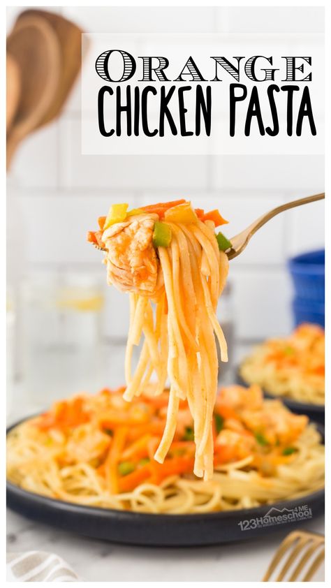 Looking for a quick, delicious orange chicken to make for dinner? This easy orange chicken pasta is perfect for quick weekday supers. This flavorful orange chicken skillet combines a breaded chicken with a zesty orange chicken sauce. The whole family will love this tasty orange chicken served over linguini pasta. Add a quick side salad or vegetable and dinner is served! Orange Chicken Pasta, Homemade Orange Chicken Sauce, Chicken Pasta Skillet, Orange Pasta, Homemade Orange Chicken, Chicken Vermicelli, Linguini Pasta, Orange Chicken Sauce, Easy Orange Chicken