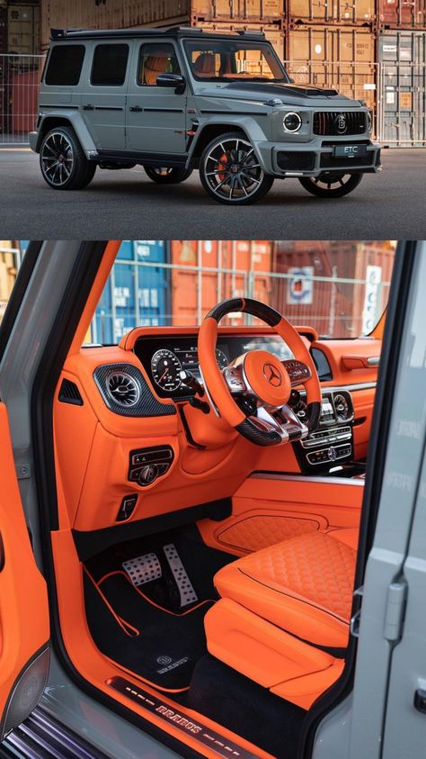 G Wagon Orange Interior, G Class Brabus, Brabus G Wagon, Brabus G800, Brabus G63, G Wagon Interior, G63 Brabus, Prom Car, Brabus 800