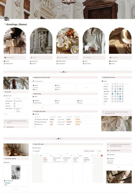 Light Academia Notion Template, Notion Academia Template, Notion Light Academia, Notion For Writers, Free Notion Templates Aesthetic Student, Notion School Templates, Notion University Template, Notion For School, Notion Dashboard Ideas Aesthetic Light Academia Notion Template, Notion Academia Template, Free Notion Templates Aesthetic Student, Notion School Templates, Notion University Template, Notion For School, Notion Dashboard Ideas Aesthetic, Notion Template Ideas For Students, University Notion