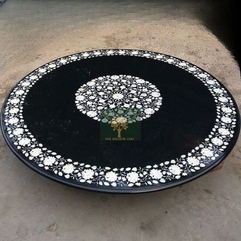 Buy Black Marble Round Table With Semi Precious Stones Handicraft online on Etsy India. Shop for handmade, vintage and unique Kitchen & Dining Tables items from TheGoldenLeafIndia online on Etsy Black Marble Table, Marble Inlay Table, Black Dinner, Agra India, Marble Table Top, Marble Inlay, Kitchen Dining Tables, Dining Table Top, Marble Slab