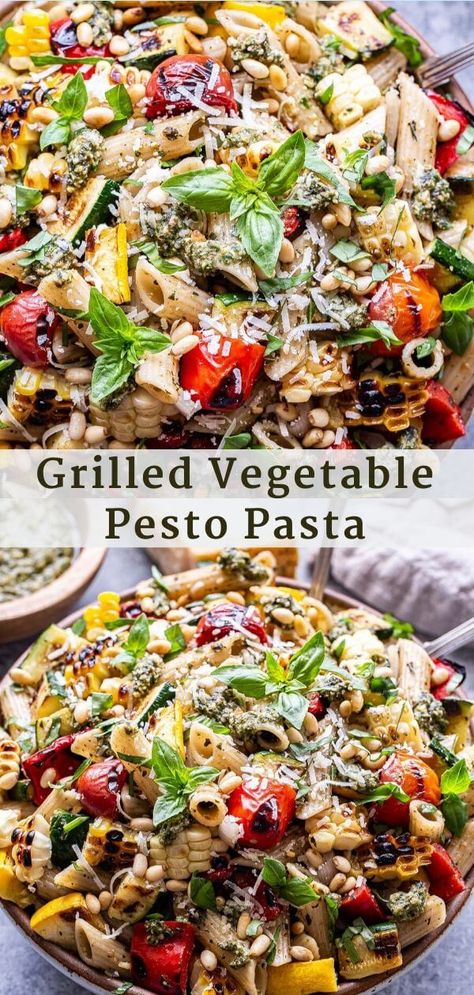 Roasted Veggie Pesto Pasta, Grilled Veggie Pasta, Pesto Roasted Vegetables, Grilled Vegetable Pasta Salad, Vegetable Main Course, Pesto Pasta Vegetables, What To Use Pesto With, Pesto Pasta With Vegetables, What To Serve With Pesto