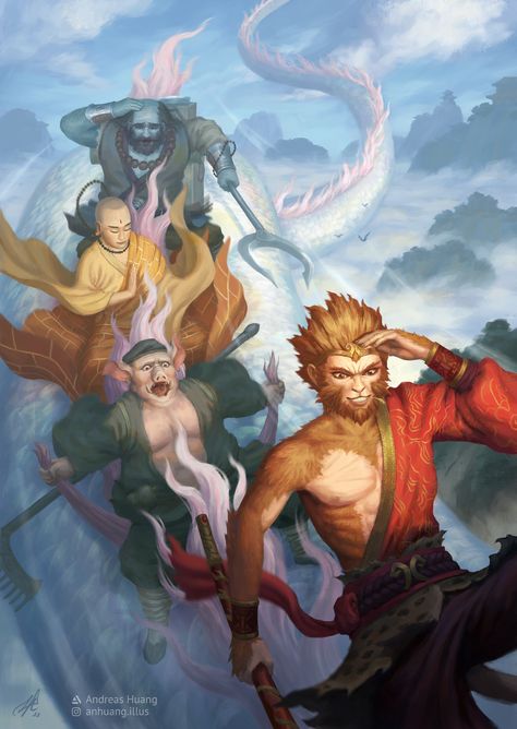 Journey To The West Characters, Journey To The West Illustration, Journey To The West Sun Wukong, Journey To The West Art, Journey To The West Fanart, Sun Wu Kung, Sun Wukong Fanart, Wukong Art, Wukong Fanart