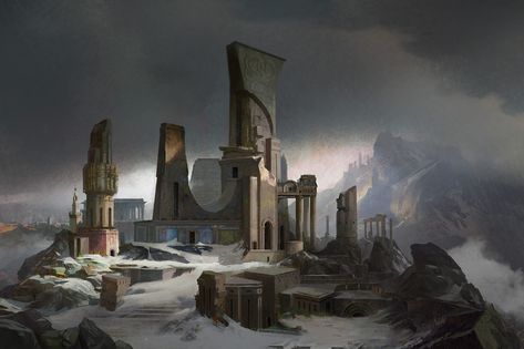 temple on top of mountain , hongqi zhang on ArtStation at https://www.artstation.com/artwork/6dqYW Fantasy World Map, Fantasy Background, Fantasy Images, Scene Design, Fantasy Setting, Fantasy Places, Mountain Art, Mountain Top, Fantasy Art Landscapes