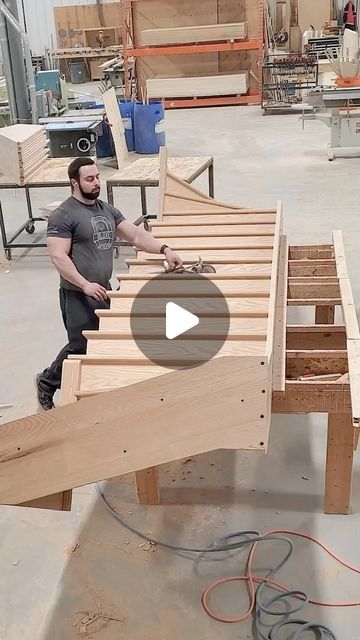 Deluxe Stair & Railing Ltd 🇨🇦 on Instagram: "At Deluxe we build stairs in 9 seconds 🏃🏻💨. Brando flexin’ 💪🏼 on this double winderbox with a hundred more to go. •••••••••••••••••••••••••••••••••••••••••••••••••••••••••••••
#wcw #woodshop #modern #goals #toronto #home #contemporary #carpentry #construction #woodworking #work #stairs #wood #carpenter #team #oak #newhome #realestate #architect #renovation #homestyle #6ix #renovation #stair #interiors #interiordesign #interior #designer #architecture #design #carpenteria" Build Stairs, Stairs Wood, Toronto Home, Home Contemporary, Stair Railing, Stairs Design, Railing, Carpentry, Interior Designer