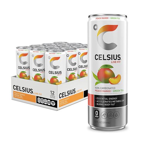 ENERGIZE AND TASTY ALL IN ONE Celsius Energy Drink, Mango Green Tea, Tea Live, Iced Tea Drinks, Healthy Energy Drinks, Peach Ice Tea, Peach Mango, Live Fit, Vegetable Juice