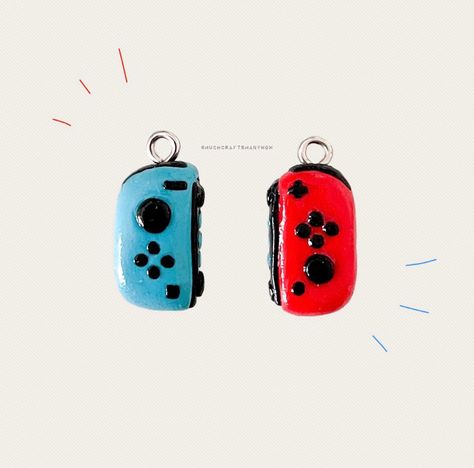 Cute Guy Gifts, Clay Nintendo Switch, Polymer Clay Gifts For Men, Functional Polymer Clay Ideas, Nintendo Jewelry, Item References, Sculpey Ideas, Nintendo Switch Controller, Clay Gifts