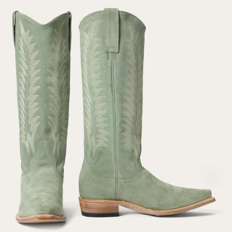 Emme Boots Stetson Cowgirl Boots, Cowboy Boots Tecovas, Sage Green Cowboy Boots, Designer Cowboy Boots, Mint Green Boots, Fancy Cowboy Boots, Light Blue Cowgirl Boots, Unique Cowboy Boots, Fall Coastal Cowgirl